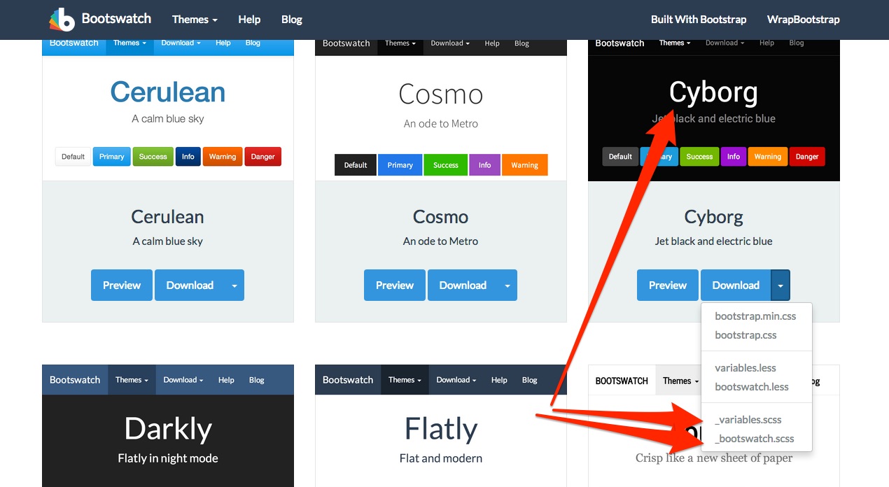 screenshot of bootswatch